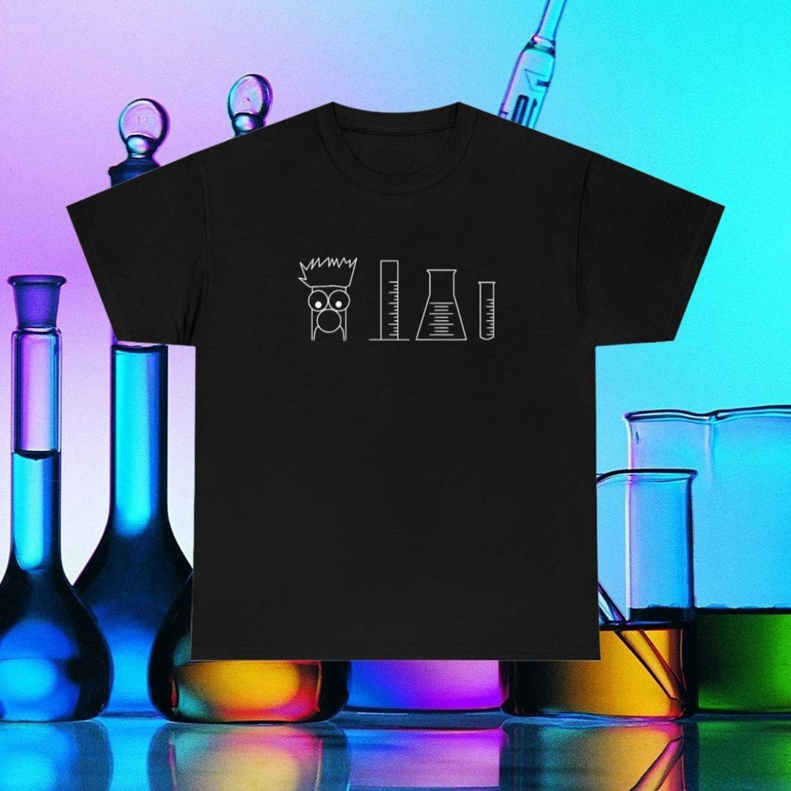 Beaker Science Pun White Print Shirt